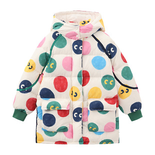 clanc潮牌童装25冬季新品女童彩色波点棉服时尚连帽保暖加厚棉服