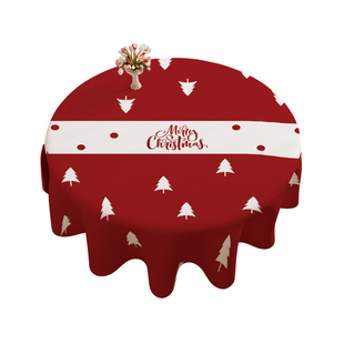 圣诞桌布氛围感装饰红色格子小圆桌餐桌布防油防水防烫免洗