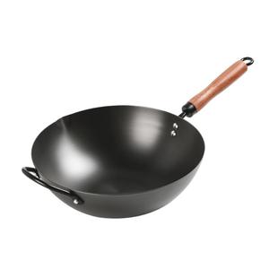 铁工房铁锅家用炒菜无涂层极铁不粘锅电磁炉燃气通用熟铁老式炒锅