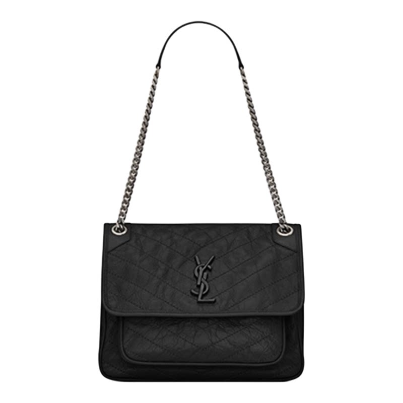 壹所奢品/圣罗兰/niki 黑银 中号/单肩斜挎包 奢侈品包包