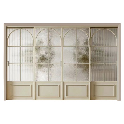 法式复古门极窄三联动厨房推拉门玻璃门客厅阳台折叠门吊轨移门