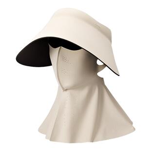 骆驼空顶帽UPF50+夏防紫外线大帽檐带面罩护脸全方位防晒帽子