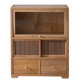 实木床尾柜卧室侧边收纳柜床边轻奢储物柜置物柜中式原木斗柜边柜