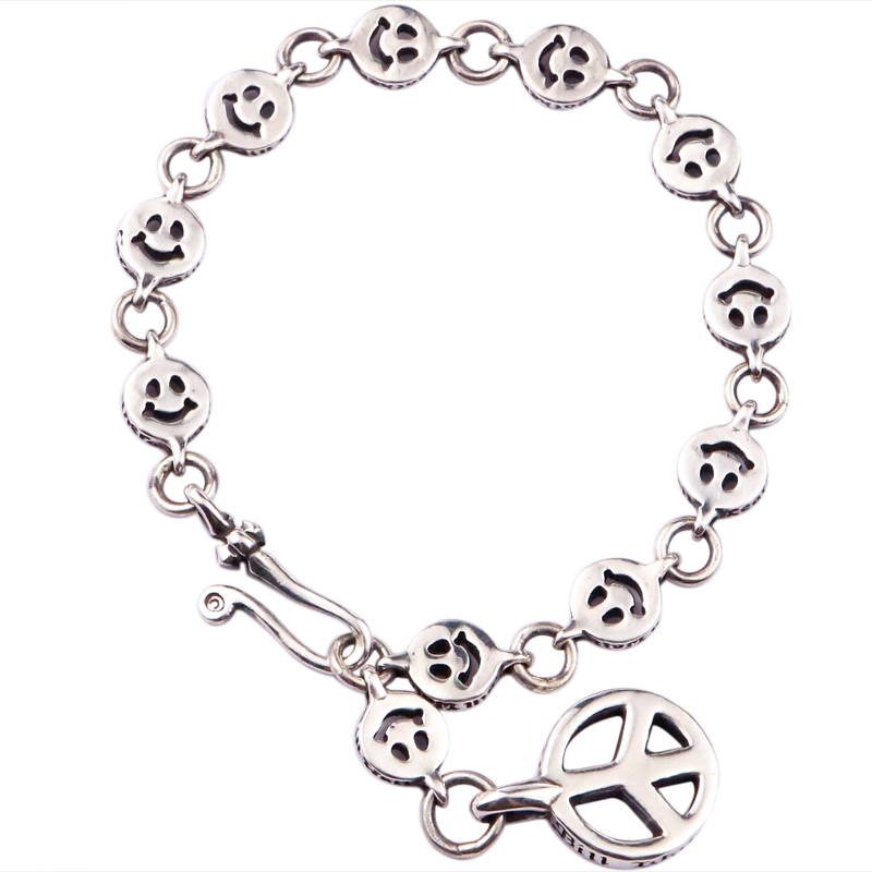 伊瓦岚 Bill Wall Leather 笑脸反战和平手链925纯银男女可调