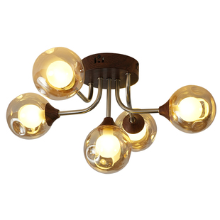 法式复古风书房卧室竹影吸顶灯新款中古设计师高级感琥珀色玻璃灯