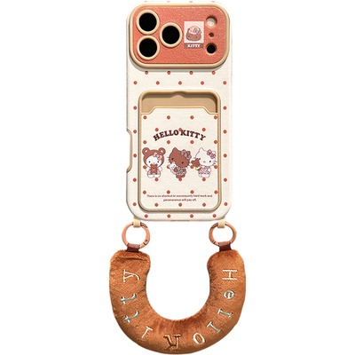 lizardhill 可爱kt猫适用苹果17promax手机壳新款16pro女iphone15全包防摔14pro斜挎可背带毛绒挂绳卡包软套