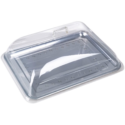 不锈钢盆带透明食品盖熟食面包防尘保鲜盖带盘套装摆摊塑料展示盖