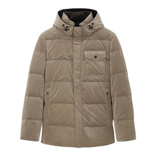 TREK&TRAVEL德国飞鹰男装秋冬连帽羽绒服灯芯绒加厚外套含鹅绒