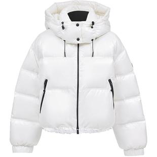 ONLY2025冬季新款90白鸭绒宽松双向拉链短款连帽立领面包羽绒服女