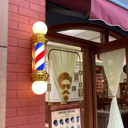 美发转灯新款led欧式圆柱形塑料挂墙挂壁发廊男士理发店防水灯箱