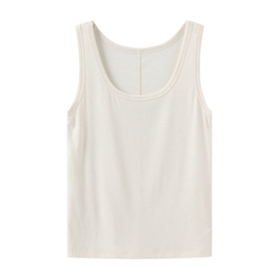 米图莱赛尔天丝绵羊毛柔软背心女夏 松弛感U领薄打底内搭外穿上衣