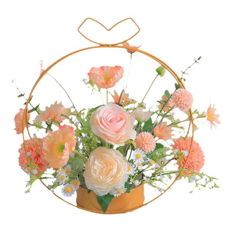 花篮插花假玫瑰花客厅装饰