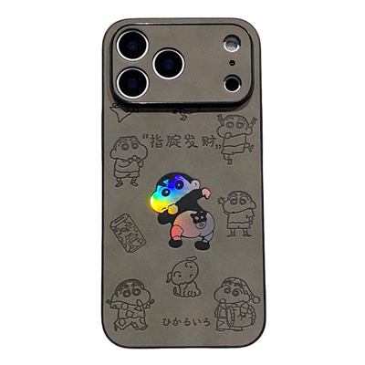 简约蜡笔小新翻毛皮苹果17手机壳