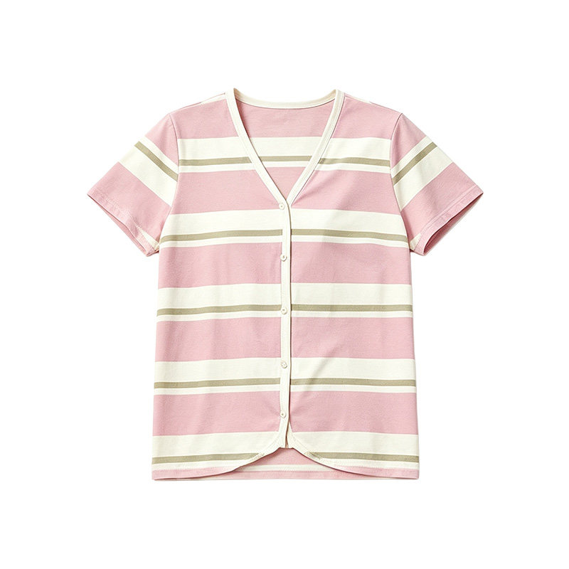 宽画睡衣女款夏季新款短袖长裤家居服套装宽松休闲可外穿条纹V领