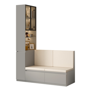 现代简约阳台卡座储物柜一体靠墙小户型家用沙发书柜卡座地台3Y16