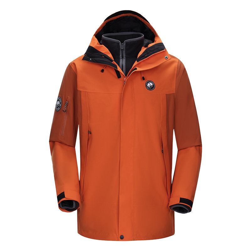 蔡徐坤同款玩野熊猫冲锋衣加绒外套女男三合一户外防风防水登山服