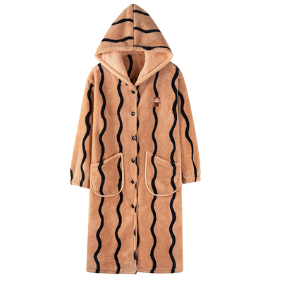 珊瑚绒睡袍女秋冬加厚可外穿