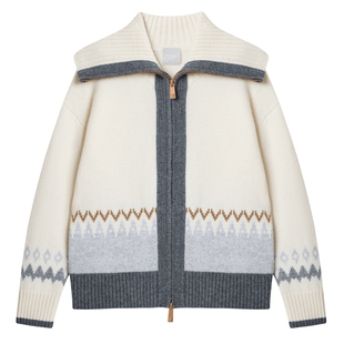 【100%山羊绒】 鄂尔多斯童装25秋冬新品翻领虚提儿童拉链开衫