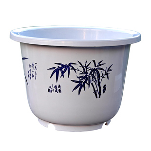 超大花盆圆形加厚耐用仿陶瓷无孔果树睡莲塑料盆带托盘养花底部