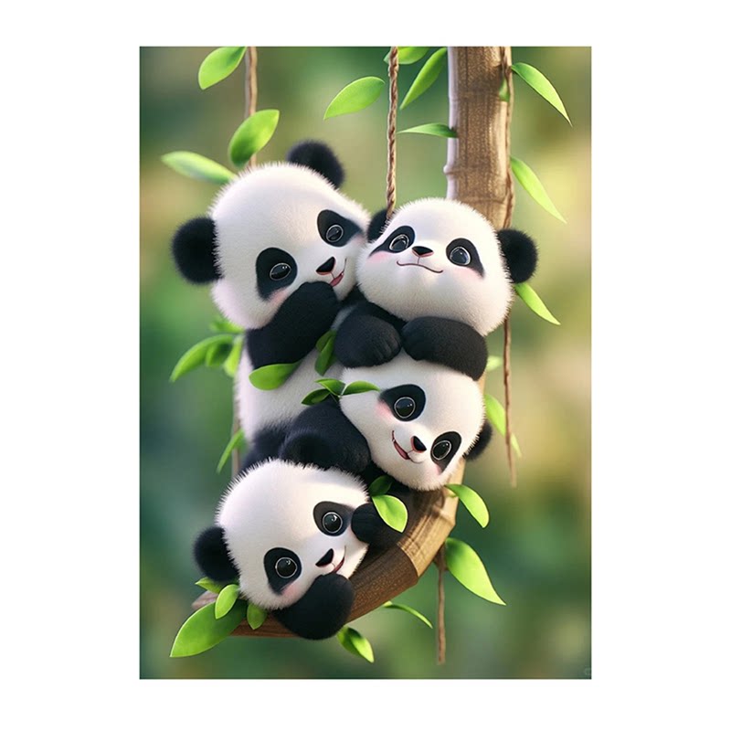 熊猫卡通图案贴画PVC防水自粘画