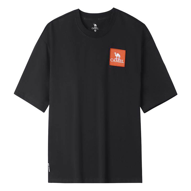 骆驼男装情侣款短袖男运动圆领凉感T恤春夏户外宽松弹力透气上衣