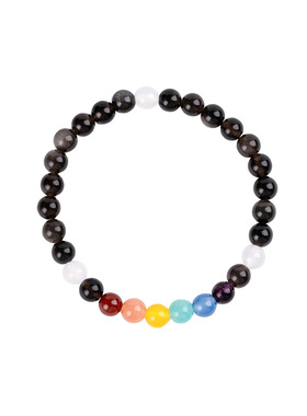 【防护负能】黑银曜石多彩虹玛瑙手串范李李守护平衡稳定情绪手链