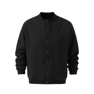 美式复古重磅夹克男秋冬宽松休闲2025新款加绒加厚外套卫衣黑色