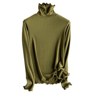 桑蚕丝亲肤发热保暖堆堆领烟管领打底衫女高领加绒长袖针织衫秋冬