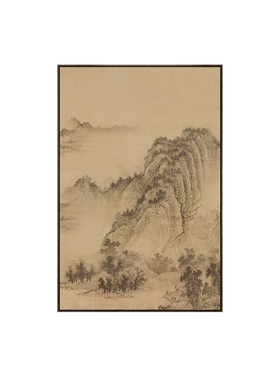 山水画宋代美学玄关装饰画新中式客厅过道书房茶室竖版禅意挂画框