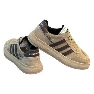 莆田阿甘男鞋韩版百搭低帮平底板鞋男士翻毛皮复古运动休闲鞋冬季