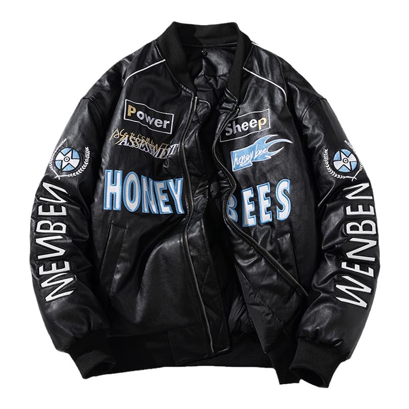 mYes牧野森美式夹克外套男女情侣春秋冬街头飞行员机车赛车服皮衣