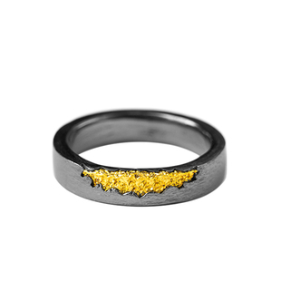 【黑武士】藏金戒指银包金小众银饰手工男士指环金银错原创设计