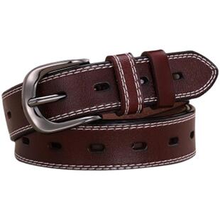 2026新款女士皮带真皮装饰配牛仔裤裙子免打孔式复古时尚红色腰带