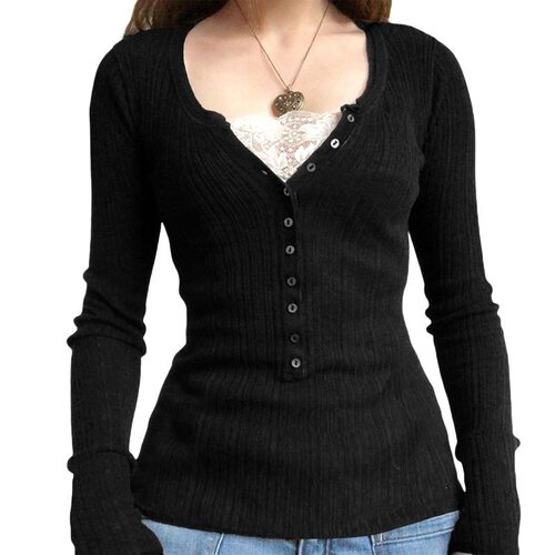 Z 85044 V-neck Long Sleeve Knit Top 针织上衣 跨境欧美