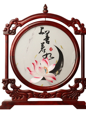 苏绣摆台新中式风客厅卧室工艺品