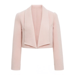 气质翻领2024秋冬高级感羊毛双面呢毛呢外套女短款修身小个子显高