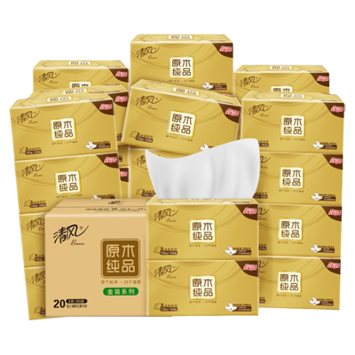 清风纸巾整箱M码金装110抽家用