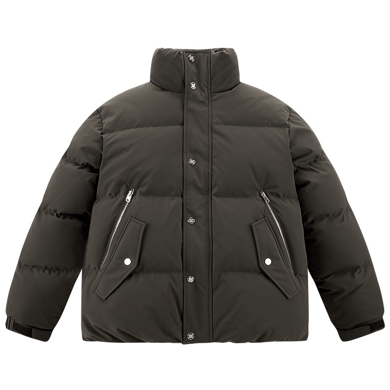 太平鸟男装 立领羽绒服2025年冬季新款黑金防寒面包服男短款外套
