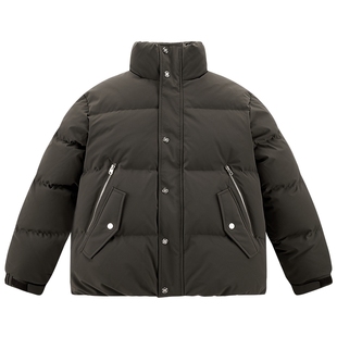 太平鸟男装 立领羽绒服2025年冬季新款黑金防寒面包服男短款外套