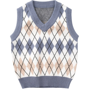 儿童羊毛背心羊绒衫男童毛衣婴儿马甲宝宝针织衫女童坎肩秋冬加厚