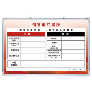 销售部红黑榜 白板定制内容白板小黑板写字板工厂车间生产管理任务计划大看板挂墙式可擦写留言书写看板墙贴