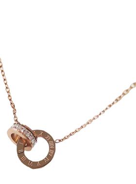 钛钢O字链女双环双环项链不掉色