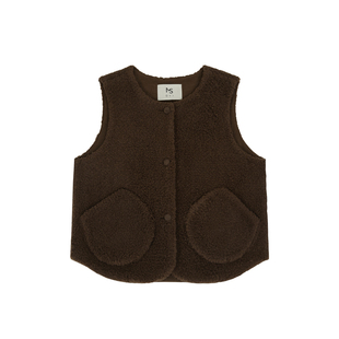 「MISAZ」俏皮叠穿！大口袋羊羔毛纽扣马甲 灯芯绒内里暖度max!