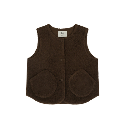 「MISAZ」俏皮叠穿！大口袋羊羔毛纽扣马甲 灯芯绒内里暖度max!