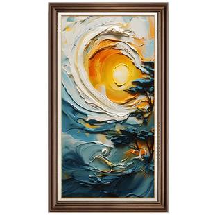 玄关装饰画客厅餐厅挂画美式复古手绘风油画肌理入户走廊过道壁画