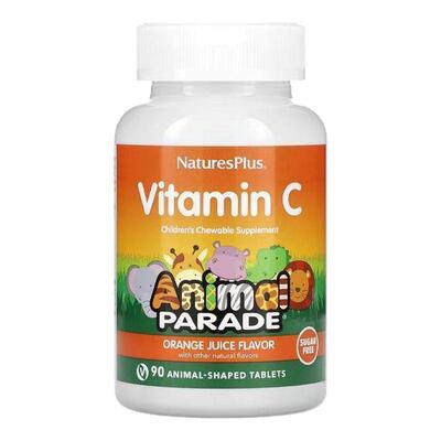 Nature'sPlus自然加动物造型儿童维C钙咀嚼片骨骼成长补钙抵御健