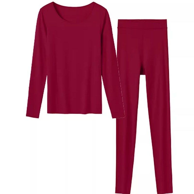 ubras红色含羊毛保暖内衣女套装