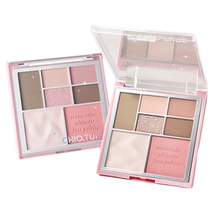 稚优泉七色面部综合盘多功能眼影卧蚕腮红修容高光多用提亮阴影