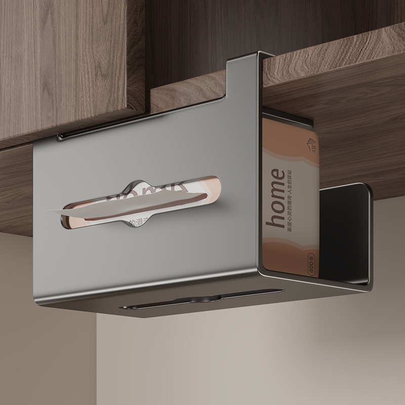 映生活厨房纸巾架壁挂式用纸架橱柜门厕所卷纸挂架收纳倒挂抽纸盒