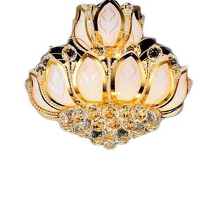 欧式水晶吊灯圆形金色客厅灯餐厅灯楼梯玄关过道灯具莲花佛堂灯饰